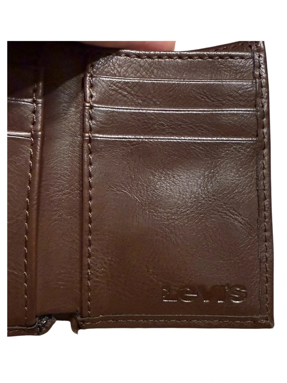 Levi's Brown Leather Trifold Card Holder Wallet